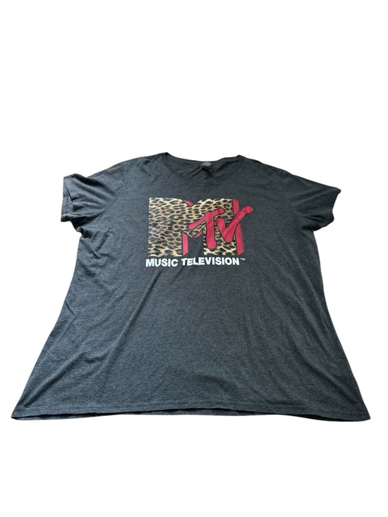 Instant Message Tops - 🆕MTV Leopard Logo Short Sleeve Tee - Charcoal